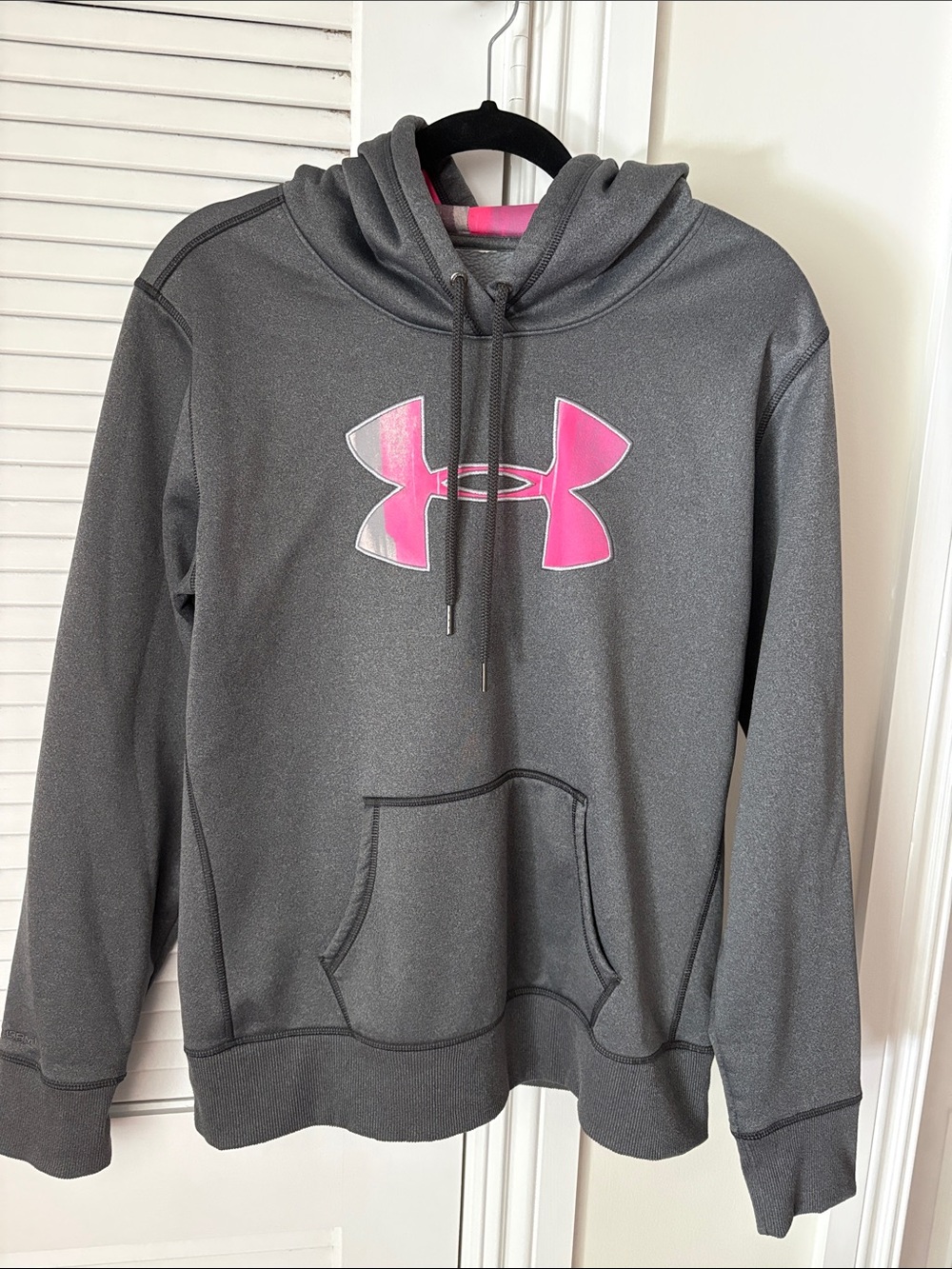 Must go this week. Under Armour Dark Gray Hoodie with Pink Logo